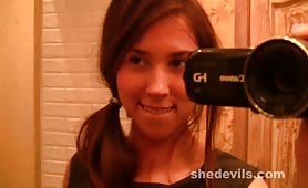 Cute Teen babe Vira selfie webcam show from She Devils